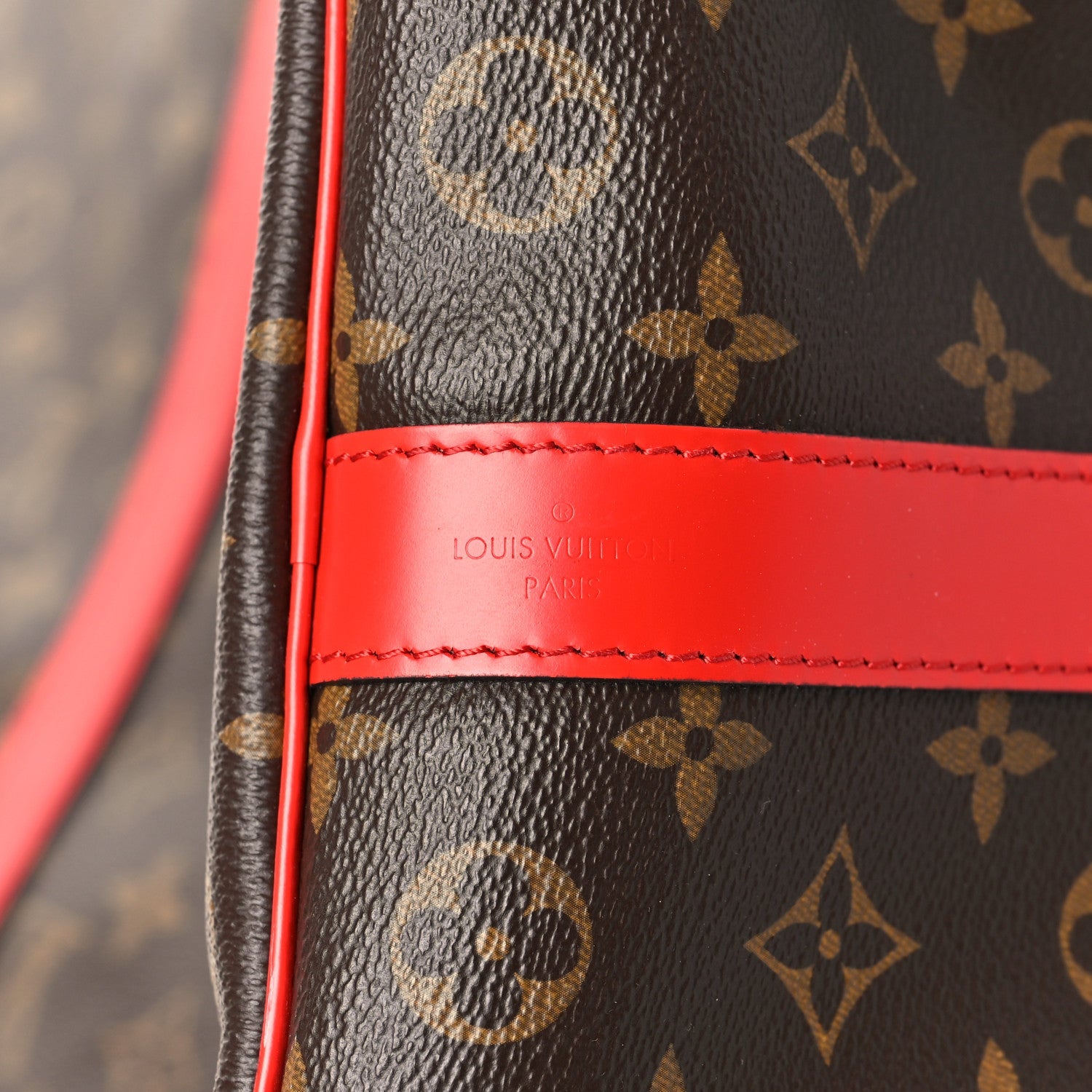 Louis Vuitton Calfskin Monogram Keepall Bandouliere 50 Coquelicot