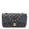 Chanel Lambskin Quilted Mini Rectangular Flap Black