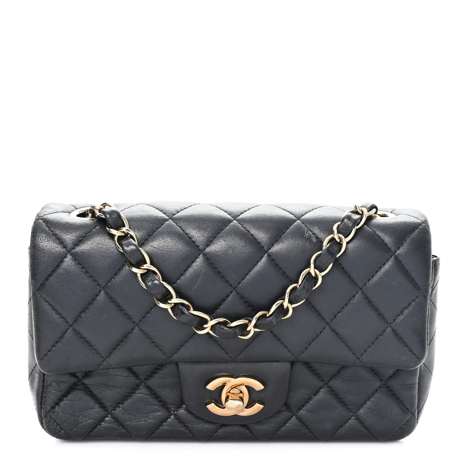 Chanel Lambskin Quilted Mini Rectangular Flap Black