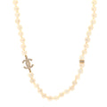 Pearl Crystal CC Short Necklace Gold White