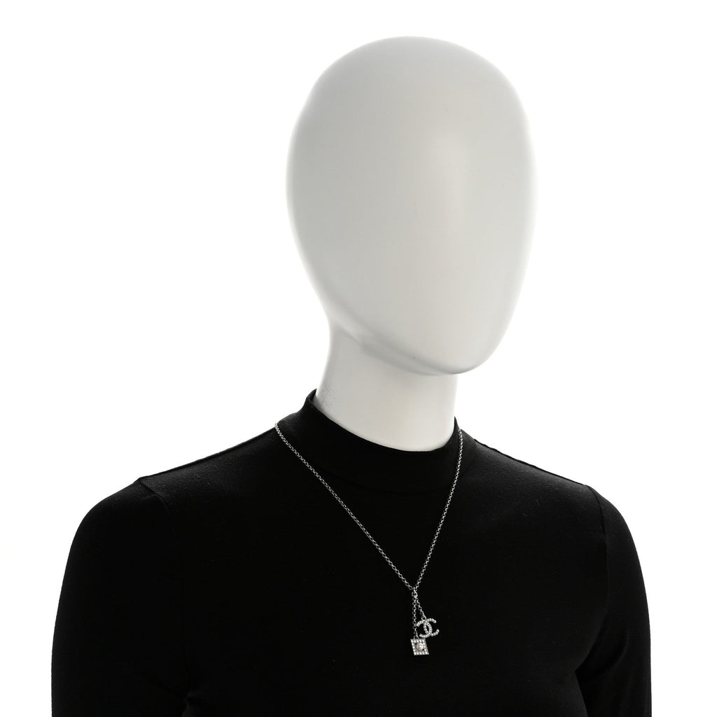 Ruthenium Crystal Square CC Lariat Necklace
