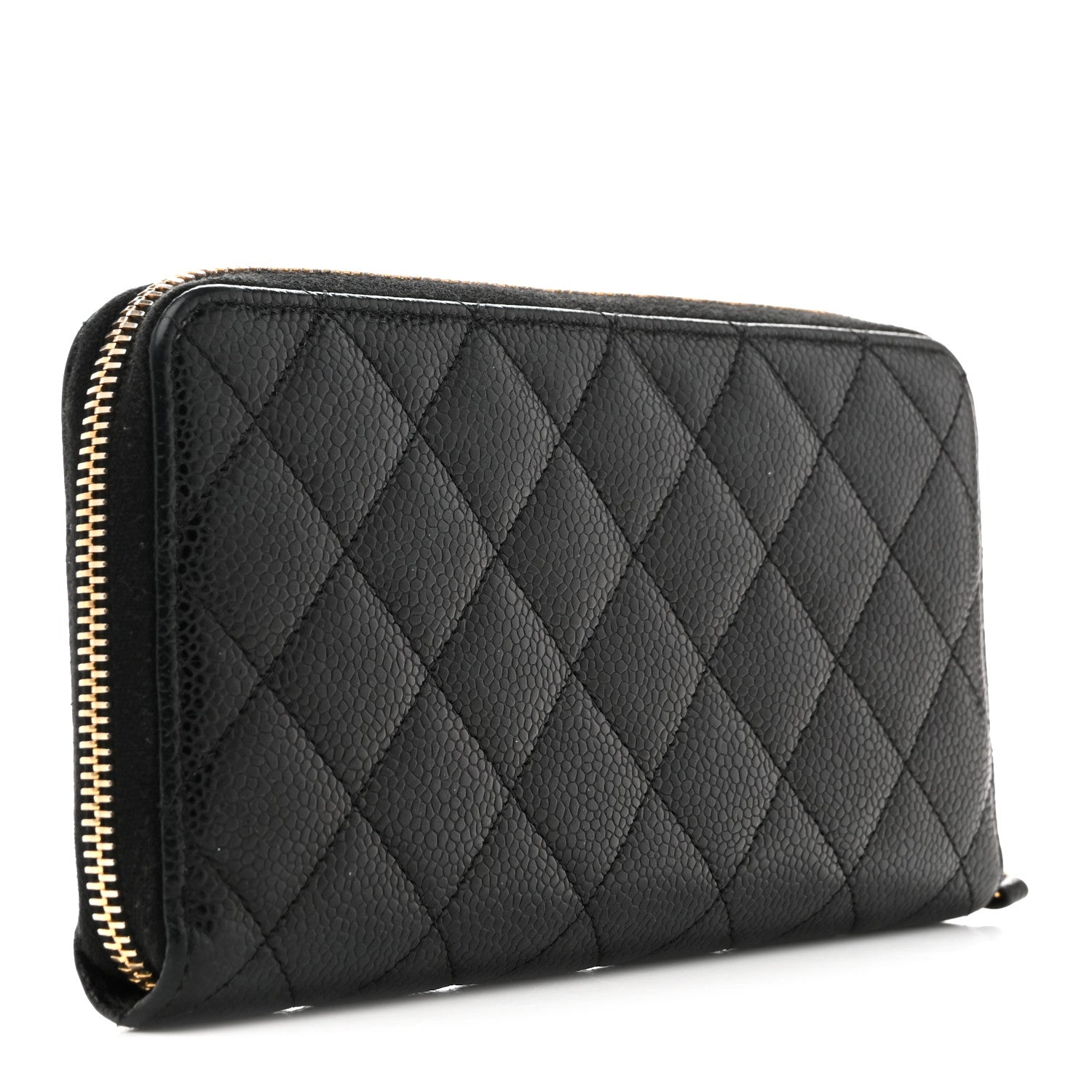 Caviar Quilted Large Gusset Zip Around Wallet Navy