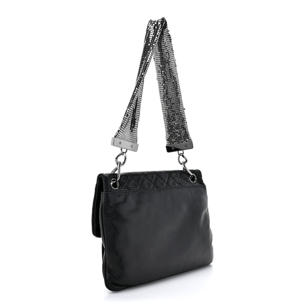 Chanel Lambskin Quilted Chain Mail Shoulder Bag Black