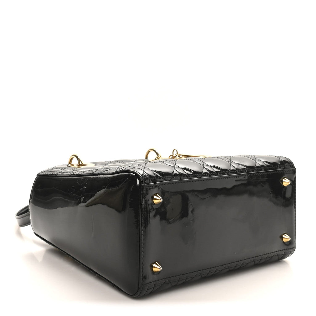Christian Dior Patent Cannage Medium Lady Dior Black
