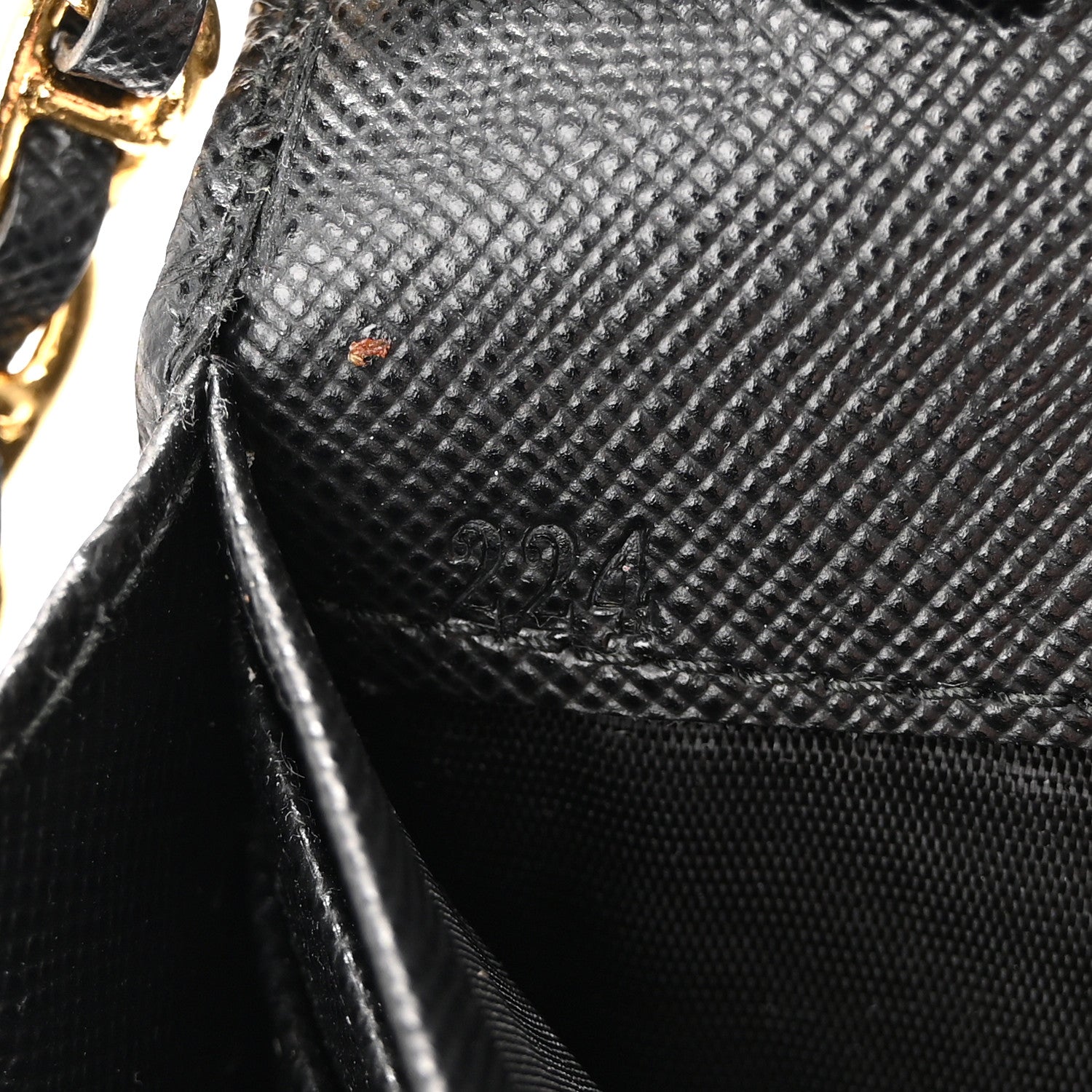 Prada Saffiano Metal Oro Chain Wallet Black