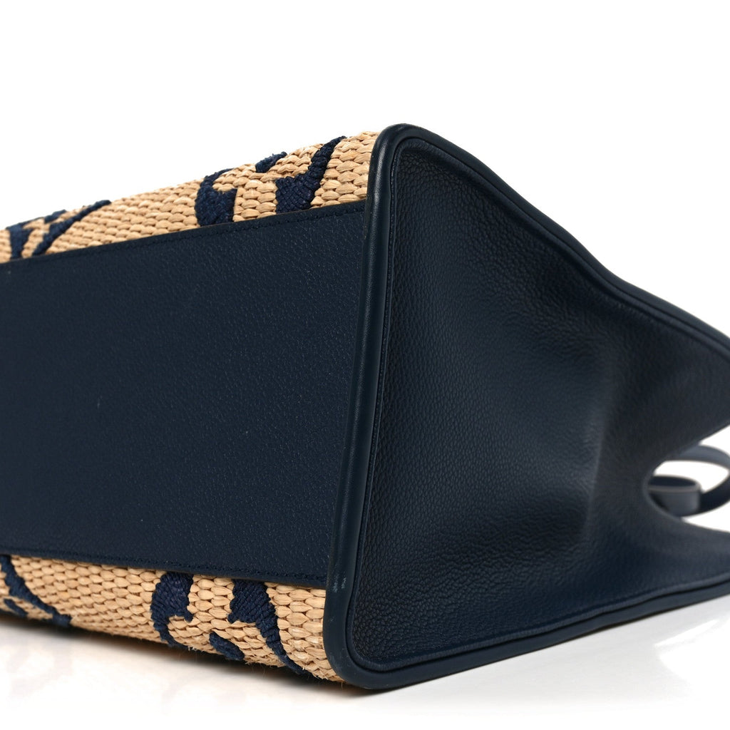 Louis Vuitton Raffia Calfskin Monogram Giant Onthego MM Blue