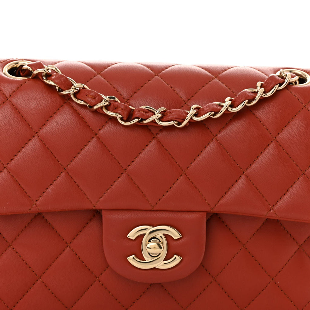 Chanel Lambskin Quilted Small Double Flap Red