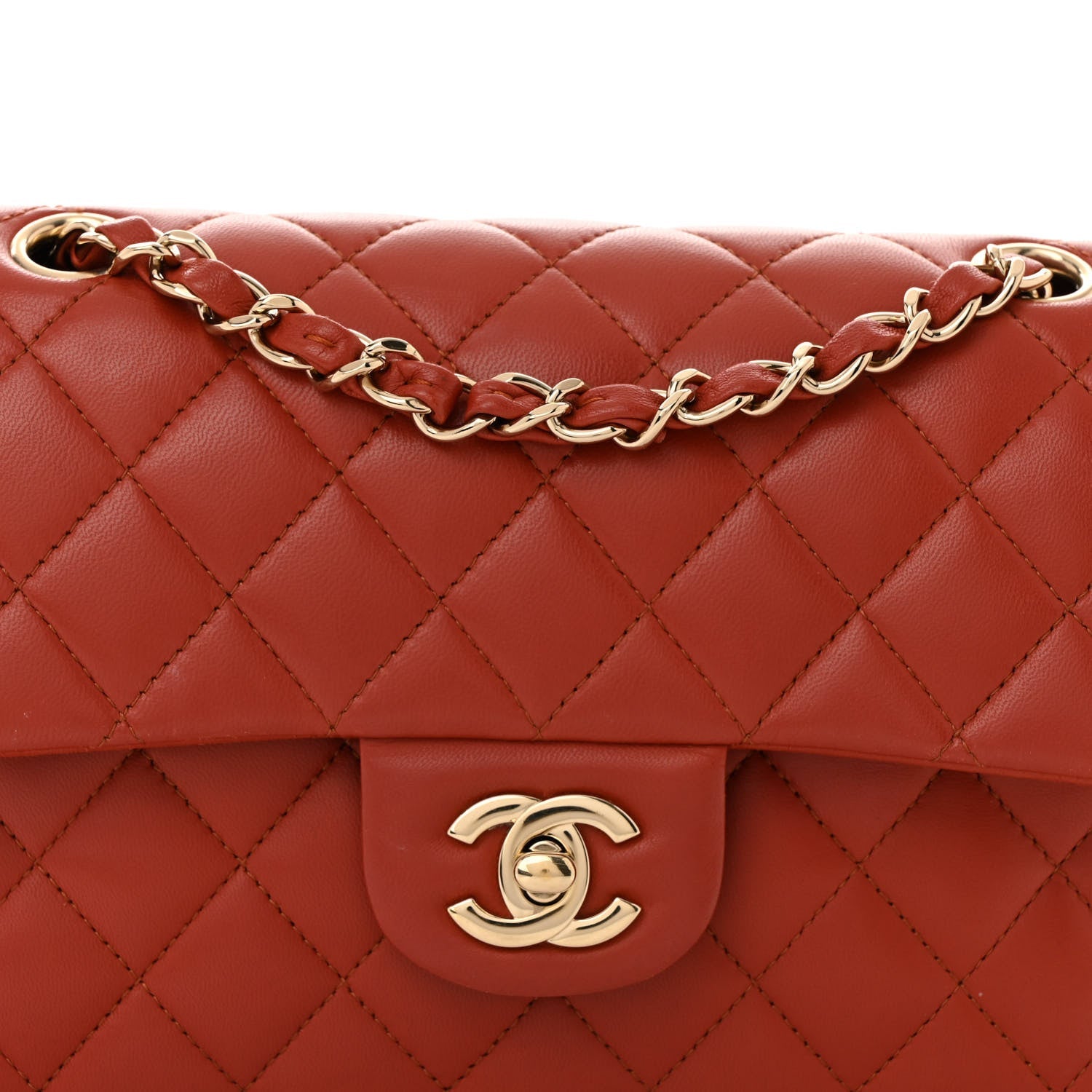 Chanel Lambskin Quilted Small Double Flap Red