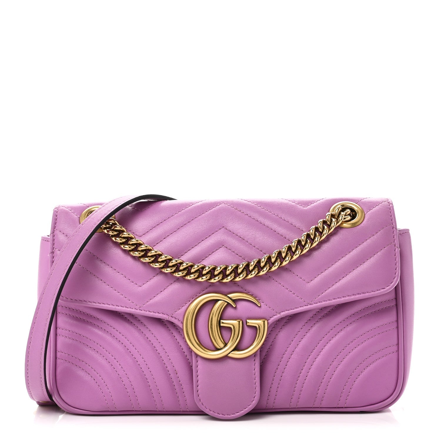 Gucci Calfskin Matelasse Small GG Marmont Shoulder Bag Candy Mousse