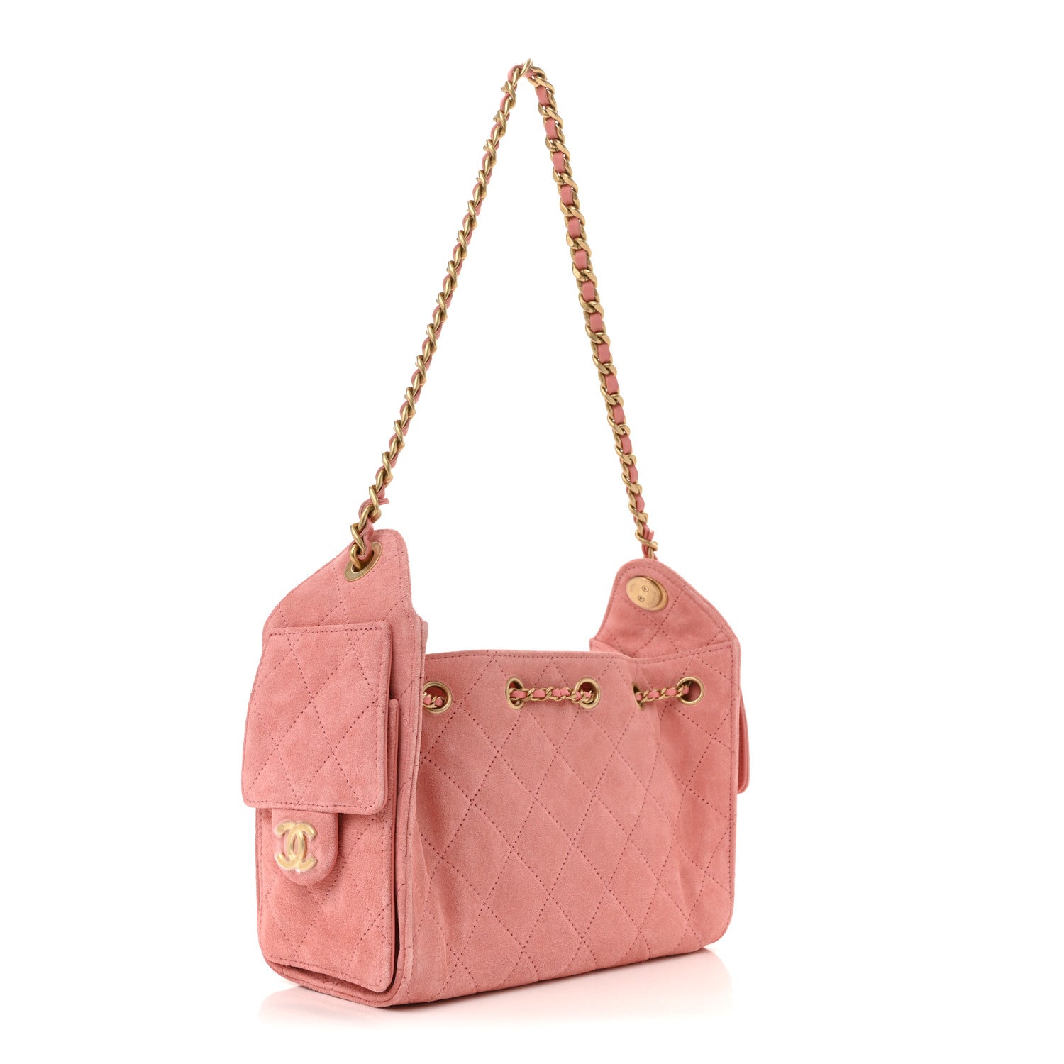 Chanel Suede Quilted Mini Chanel 25 Handbag Pink