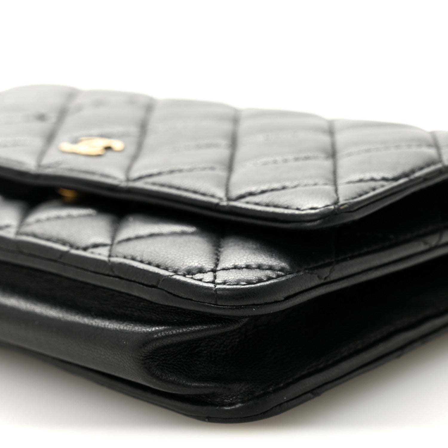 Chanel Lambskin Quilted Wallet On Chain WOC Black