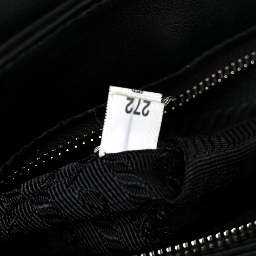 Prada Saffiano Tessuto Nylon Chain Shoulder Bag Black