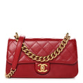 Chanel Iridescent Calfskin Quilted Small Straight Lined Flap Red