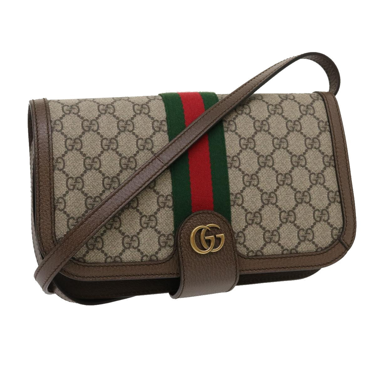 GUCCI GG Supreme Ophidia Web Sherry Line Shoulder Bag Beige  29884A