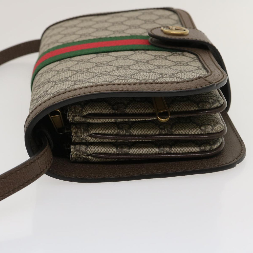GUCCI GG Supreme Ophidia Web Sherry Line Shoulder Bag Beige  29884A