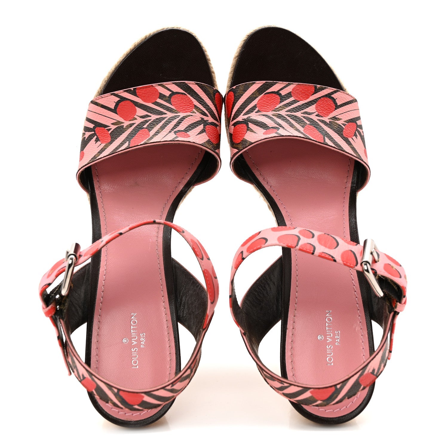 Louis Vuitton Monogram Jungle Dots Espadrille Wedge Sandals 39.5 Sugar Pink Poppy