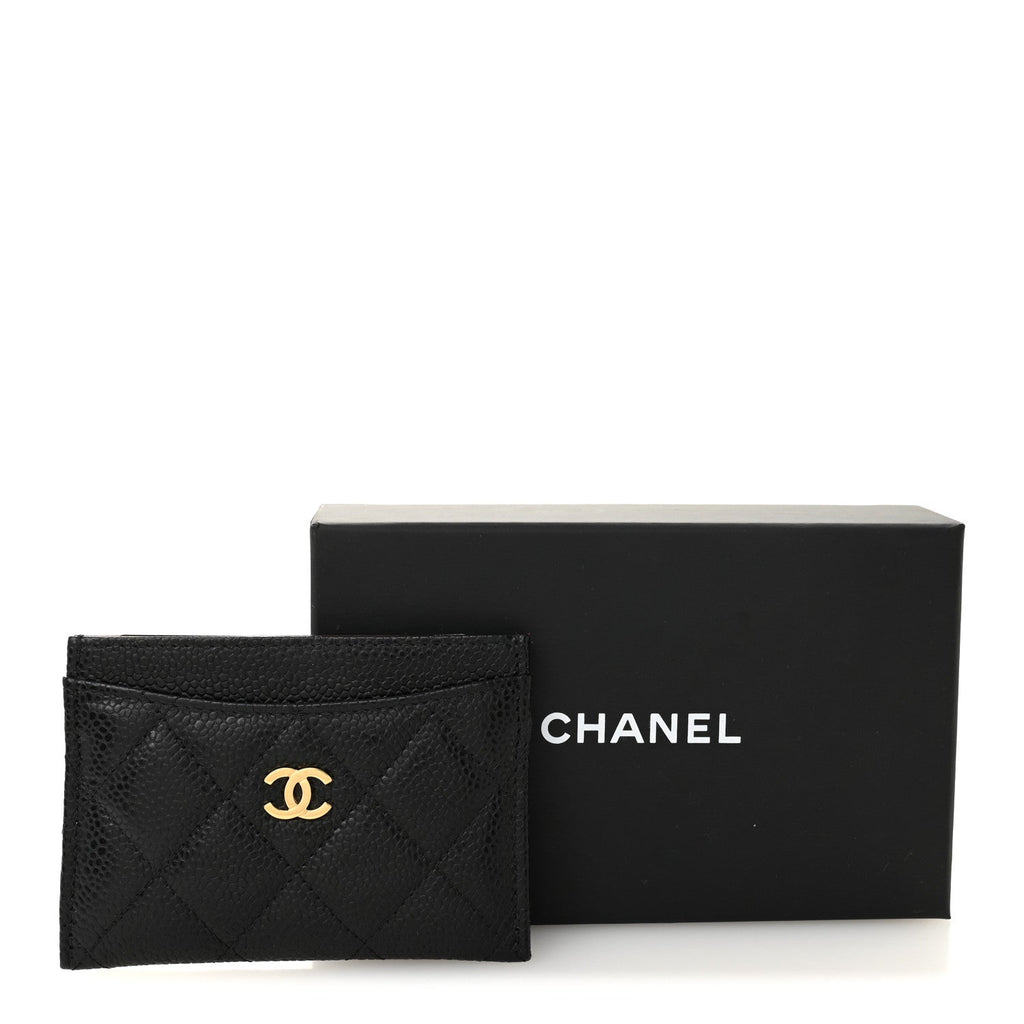 Caviar Quilted Card Holder Black