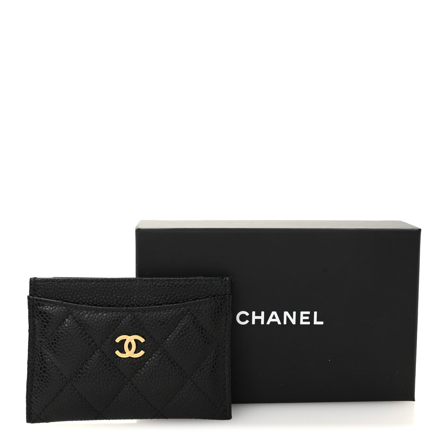 Caviar Quilted Card Holder Black