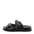Lambskin Quilted Velcro Dad Chain CC Slide Sandals 36.5 Black