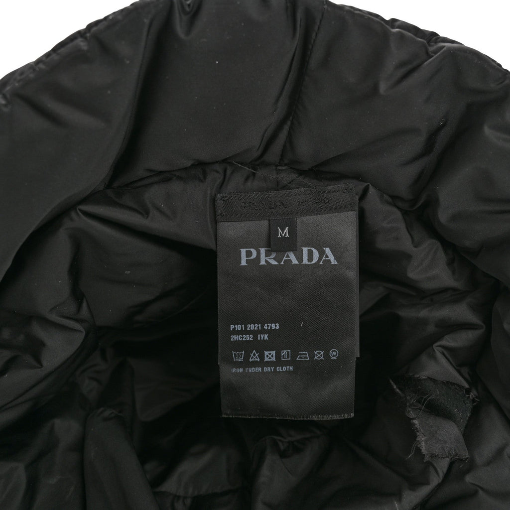 Prada Nylon Triangle Quilted Padded Bucket Hat M Black