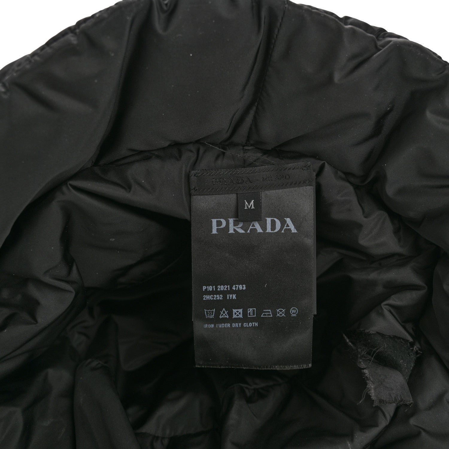 Prada Nylon Triangle Quilted Padded Bucket Hat M Black
