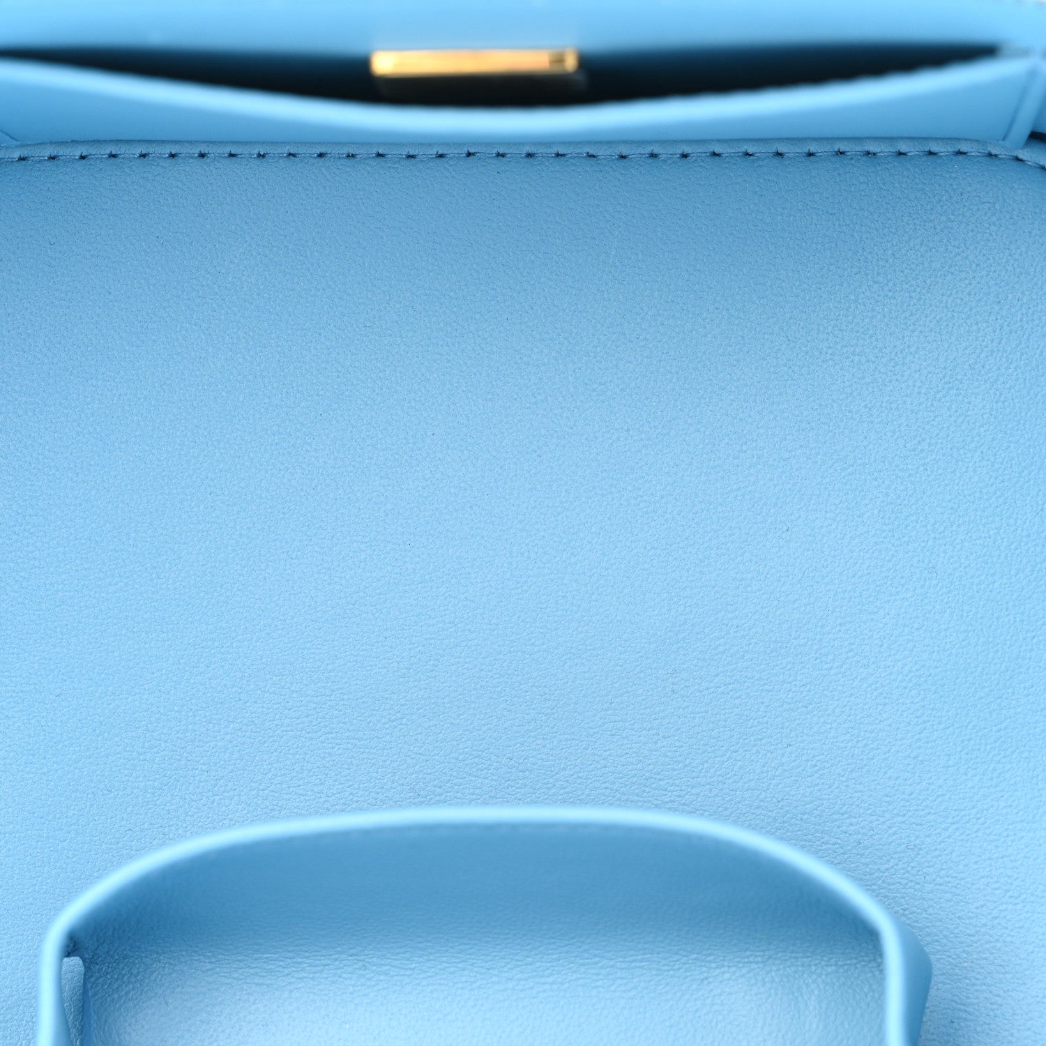 Chanel Caviar Quilted Top Handle Vanity Case With Chain Blue