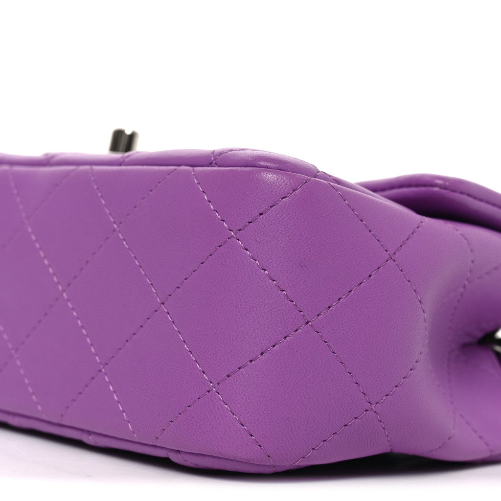 Chanel Lambskin Quilted Mini Rectangular Flap Purple