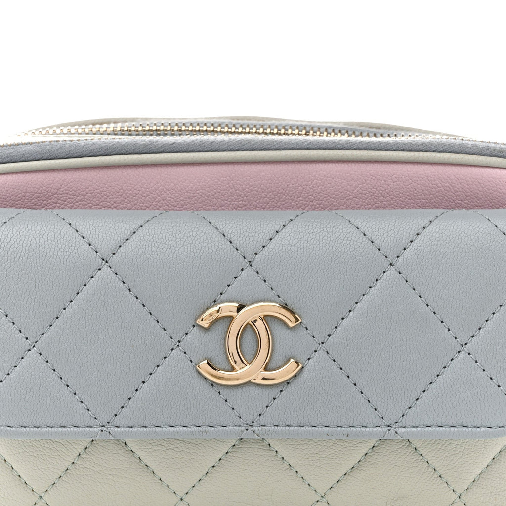 Chanel Goatskin Quilted Waist Bag Green Blue Pink
