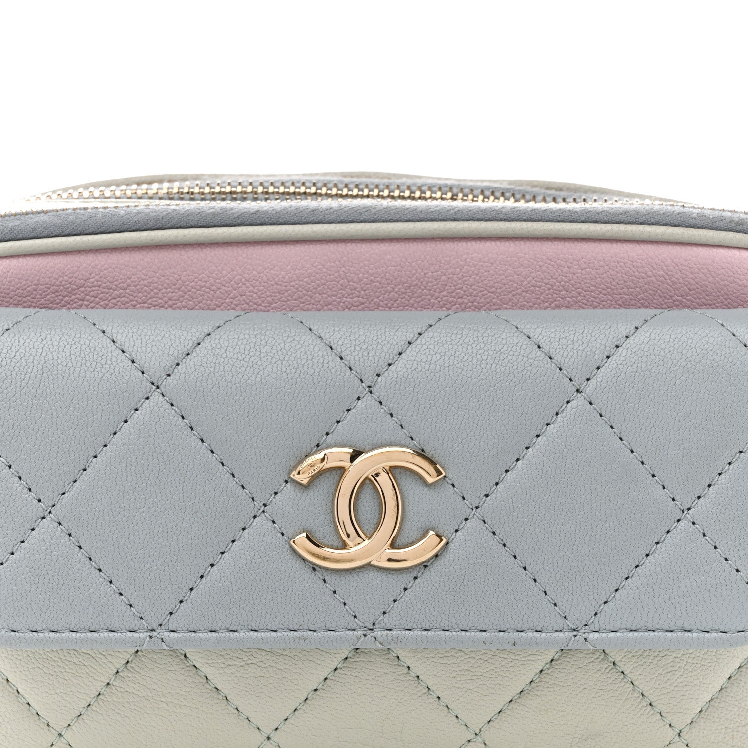 Chanel Goatskin Quilted Waist Bag Green Blue Pink