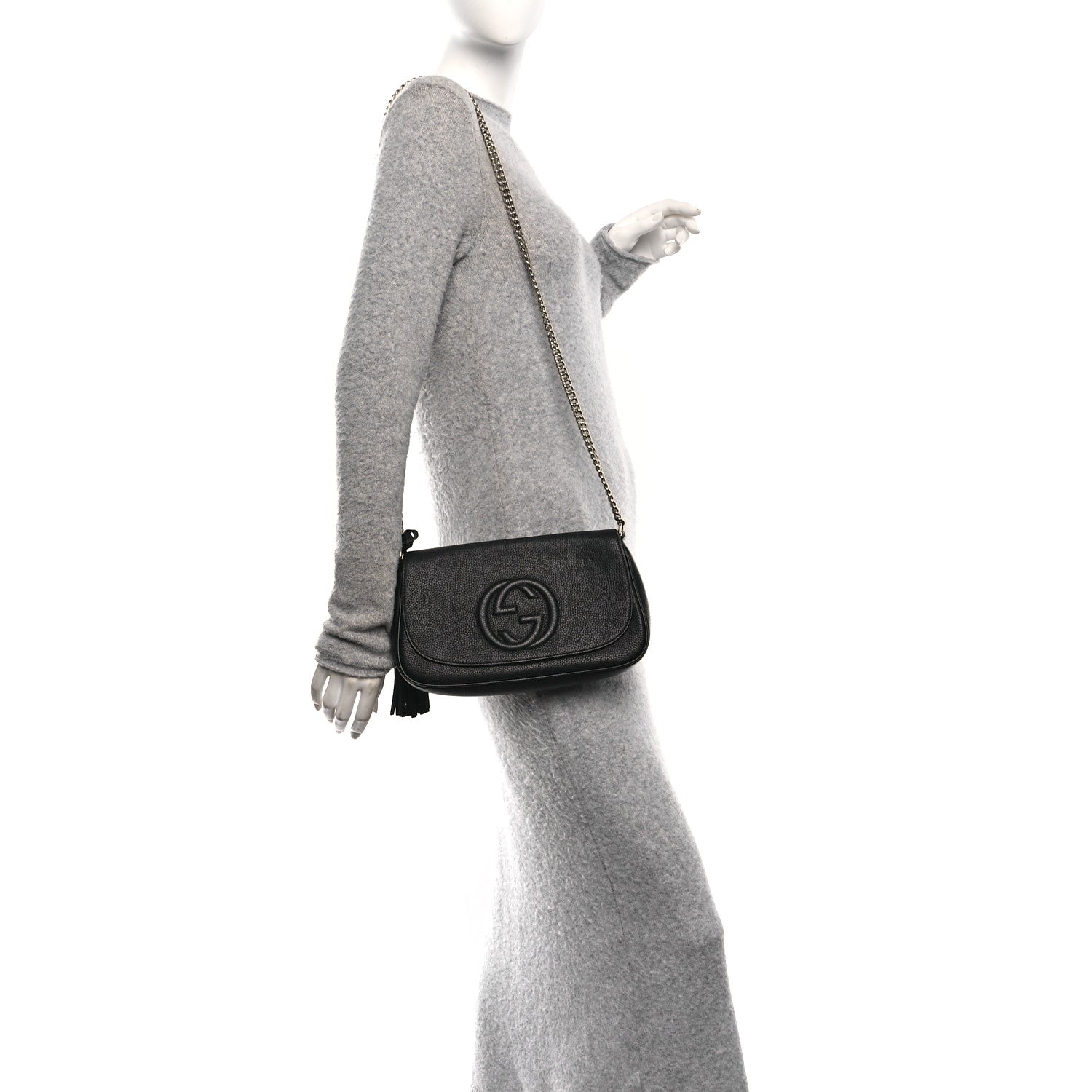 Gucci Pebbled Calfskin Medium Soho Flap Crossbody Black