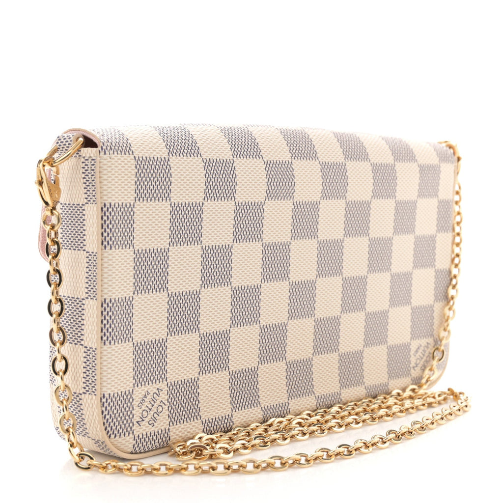 Louis Vuitton Damier Azur Pochette Felicie Chain Wallet Rose Ballerine