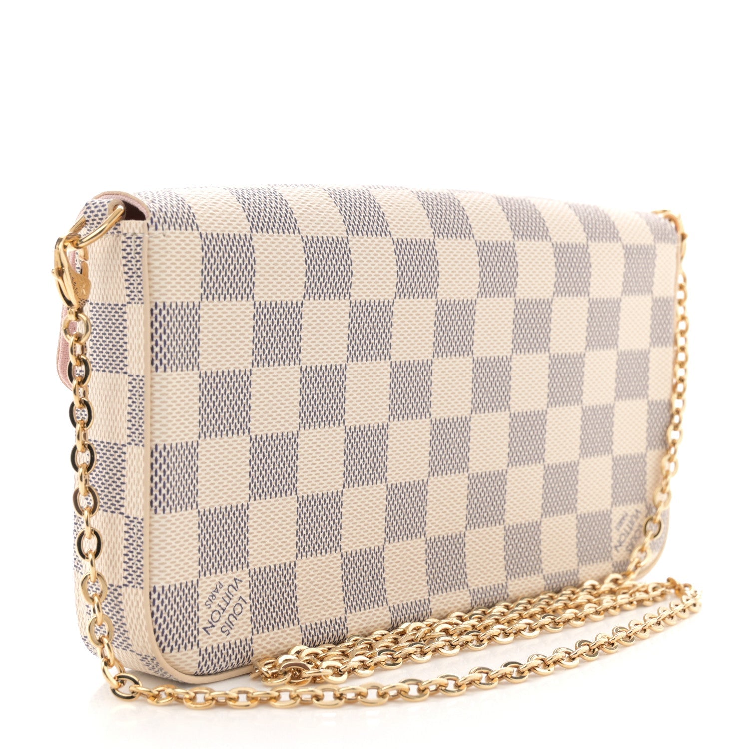 Louis Vuitton Damier Azur Pochette Felicie Chain Wallet Rose Ballerine