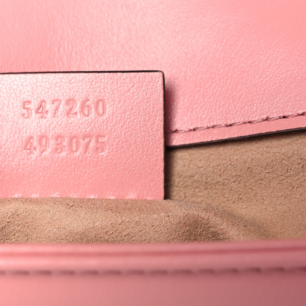 Gucci Calfskin Matelasse Mini GG Marmont Top Handle Shoulder Bag Wild Rose