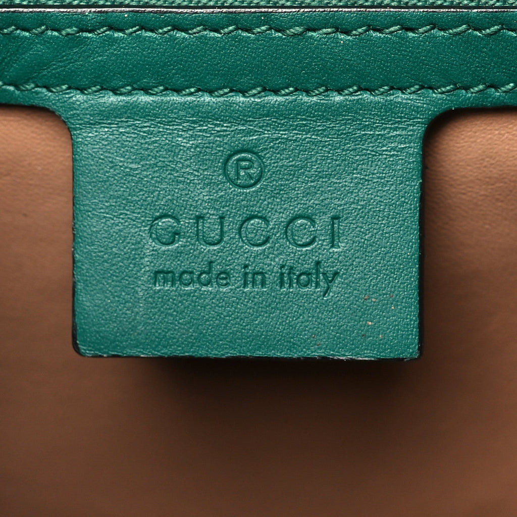 Gucci Calfskin Snakeskin Small Lilith Top Handle Bag Green