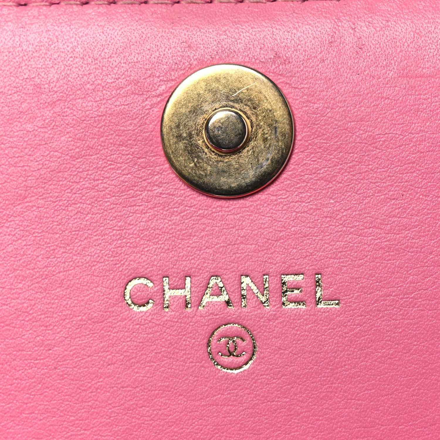 Chanel Lambskin Quilted Boy Square Wallet on Chain WOC Pink