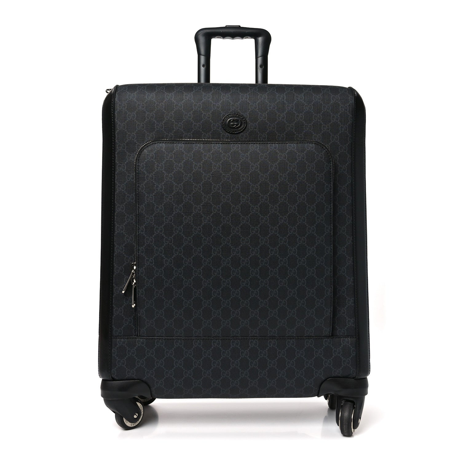 Gucci GG Supreme Monogram Azalea Calfskin Retro Interlocking G Small Savoy Cabin Trolley Black