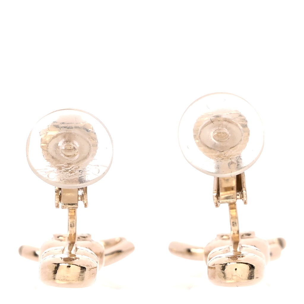 Crystal CC Drop Clip On Earrings Gold