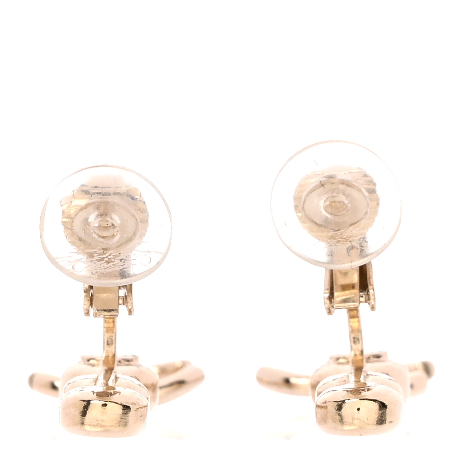 Crystal CC Drop Clip On Earrings Gold