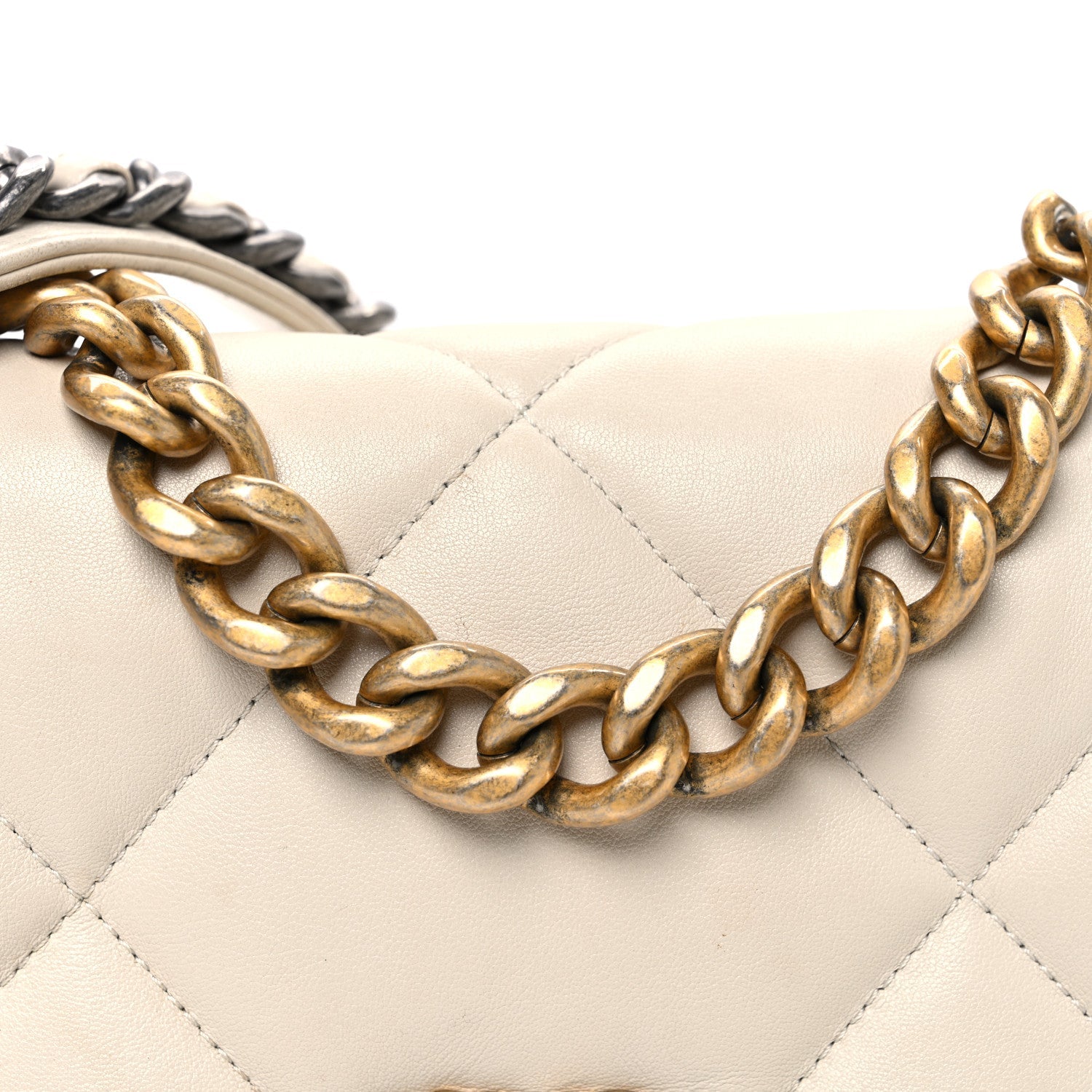 Chanel Goatskin Quilted Medium Chanel 19 Flap Beige