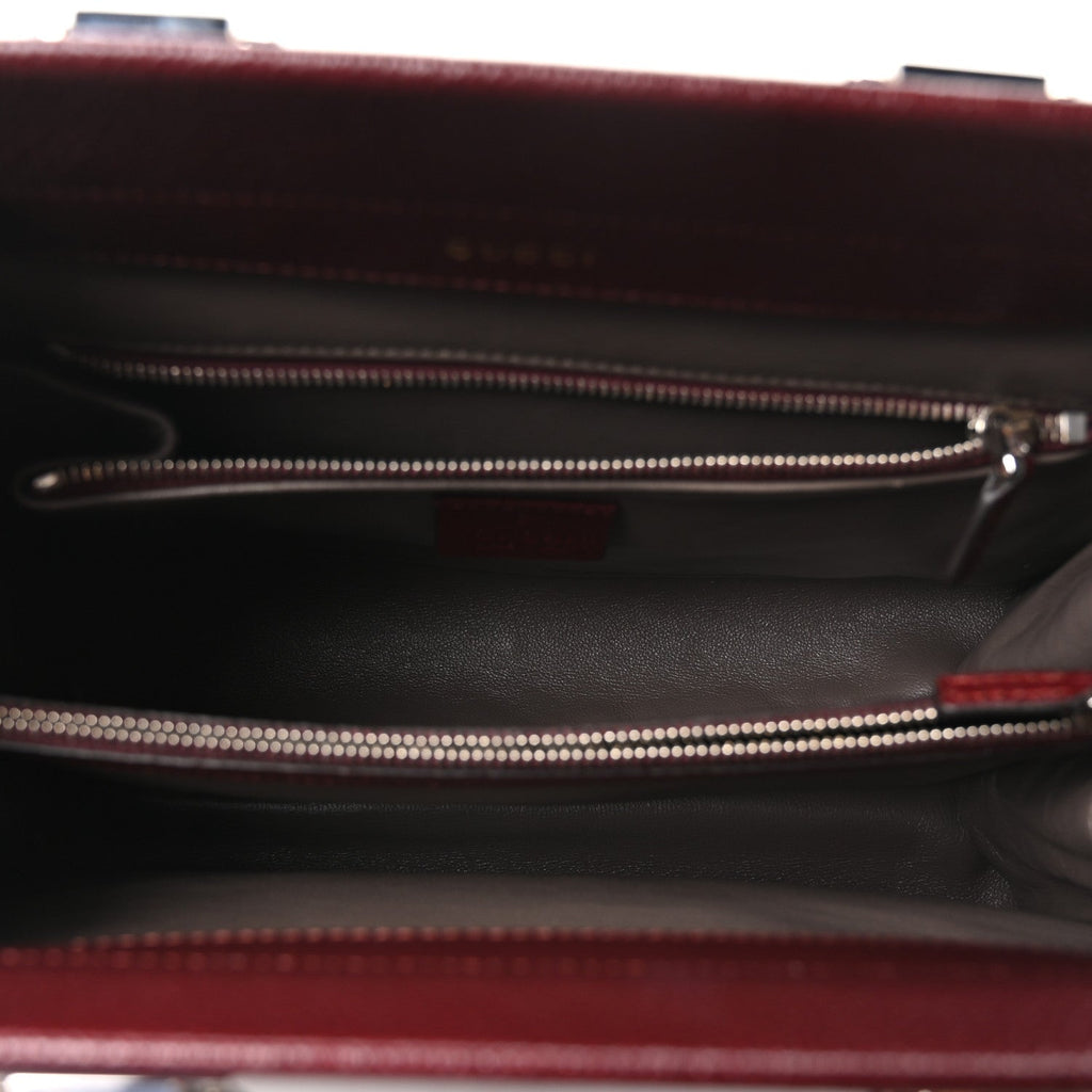 Gucci Grainy Calfskin Small Zumi Top Handle Bag Vintage Bordeaux