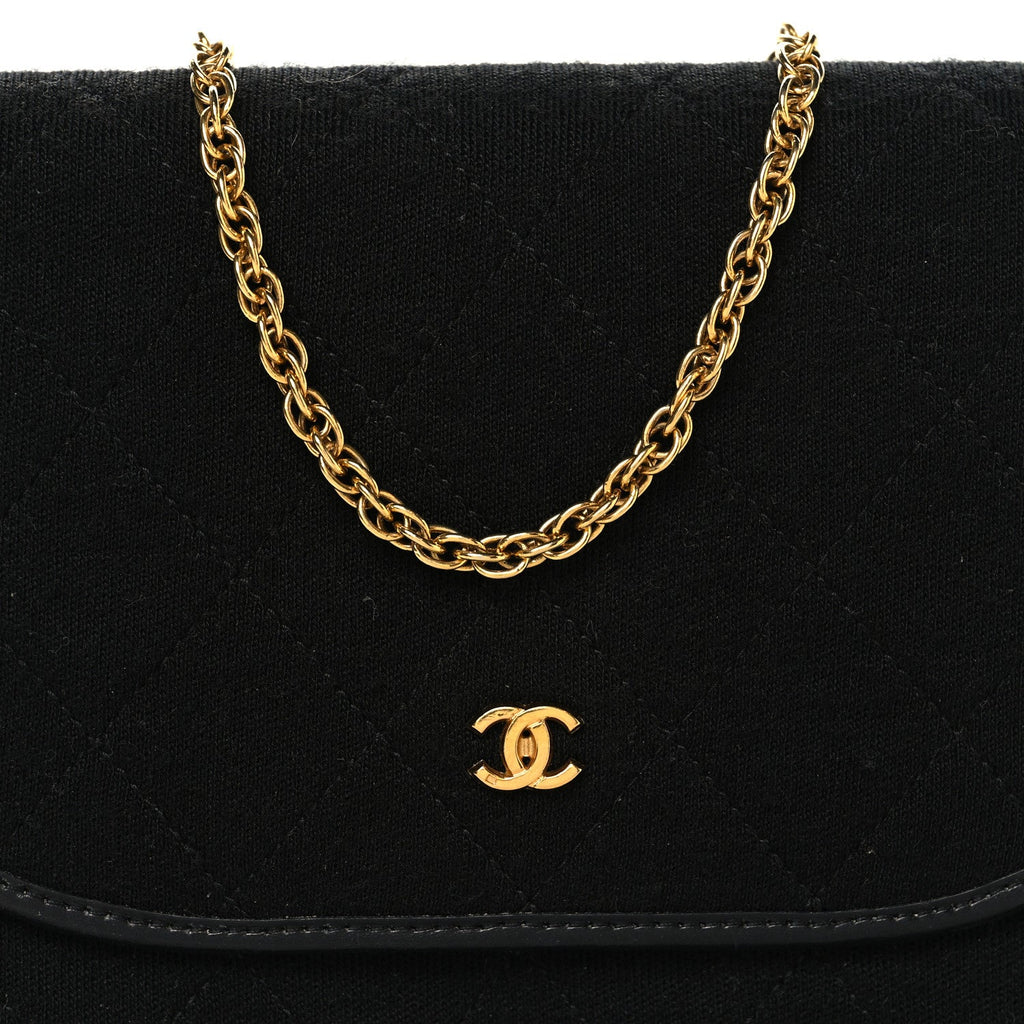 Chanel Jersey Quilted Mini Square Flap Black