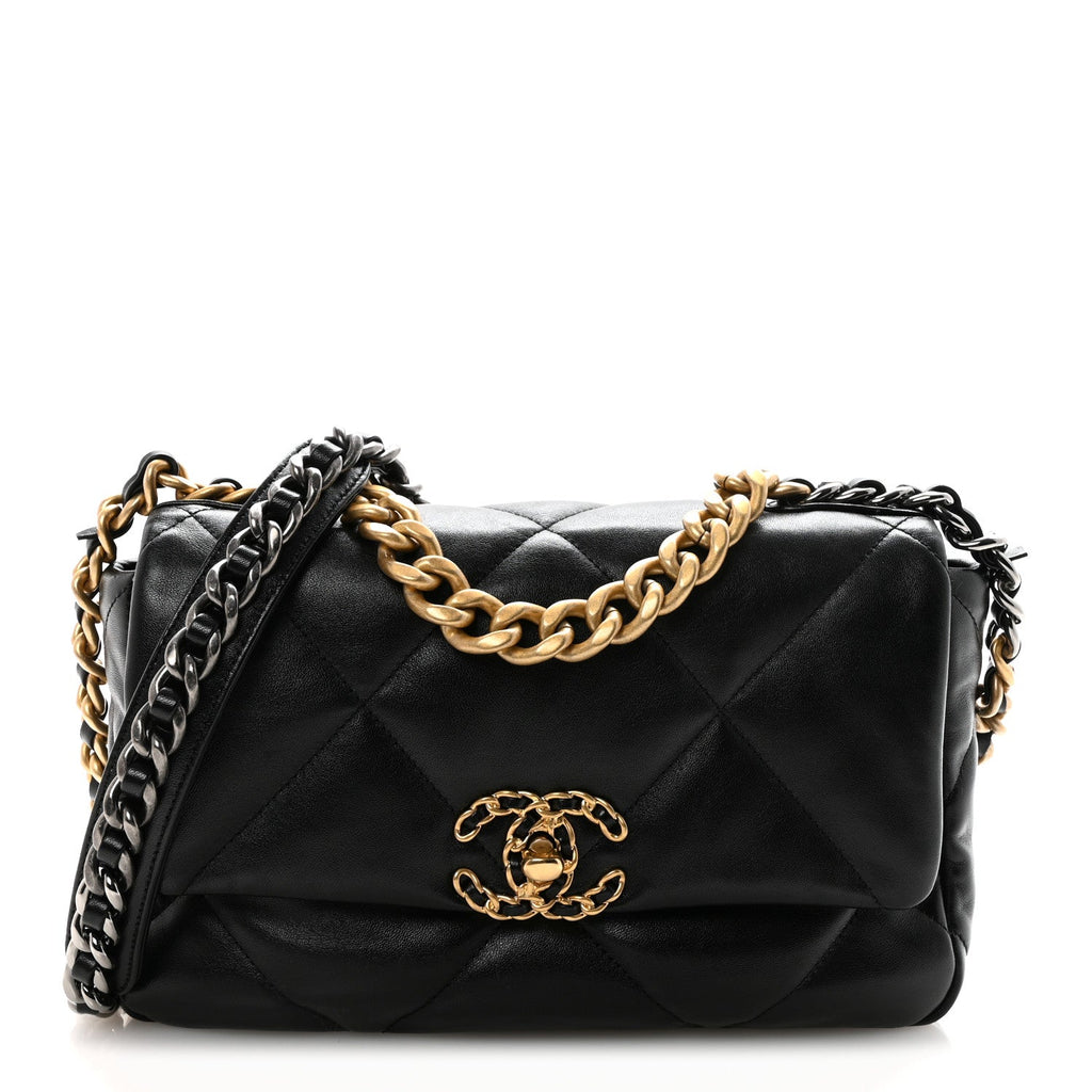 Chanel Goatskin Quilted Medium Chanel 19 Flap Black