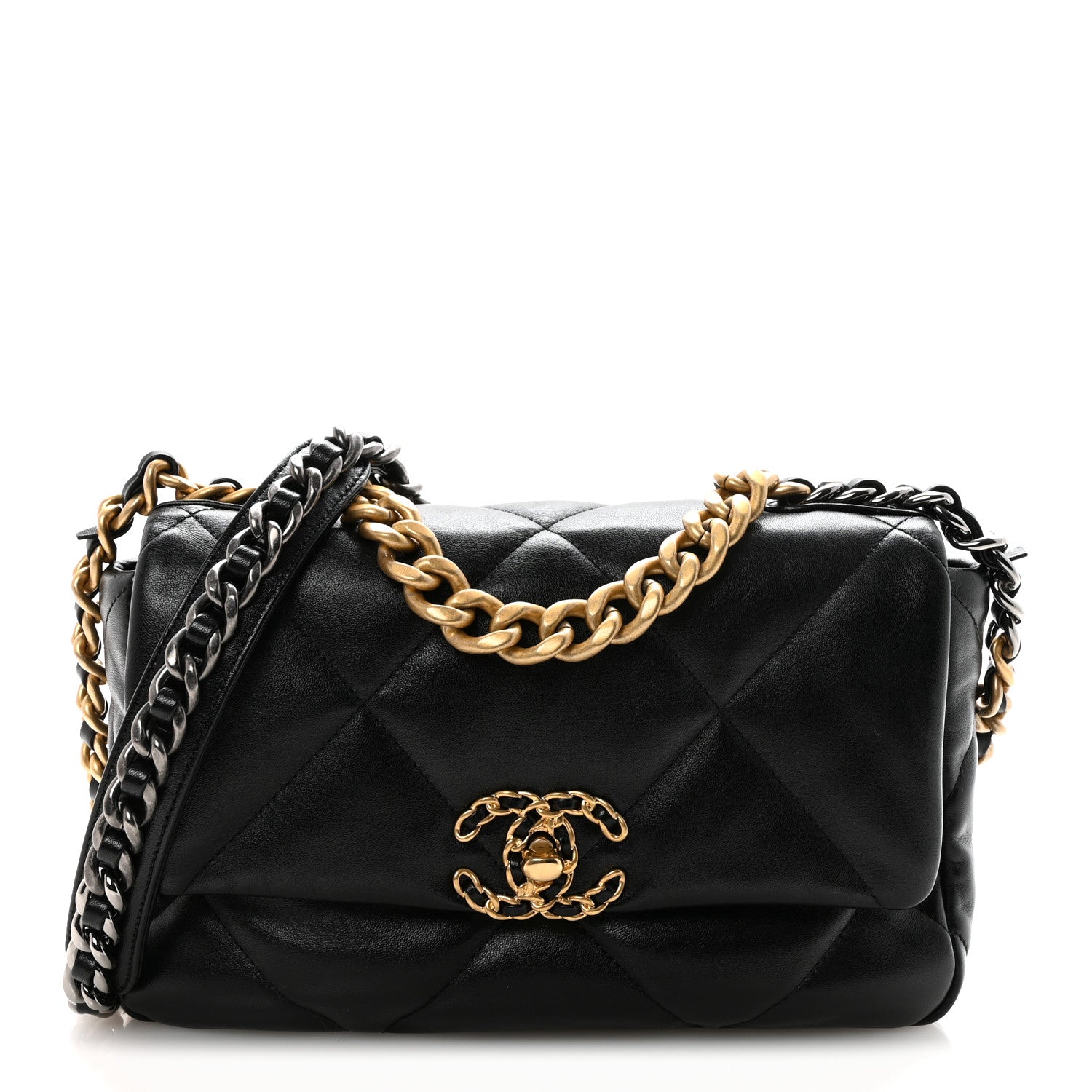 Chanel Goatskin Quilted Medium Chanel 19 Flap Black