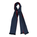 Gucci Wool Silk GG Monogram Web Verbiere Fringe Scarf Navy Blue