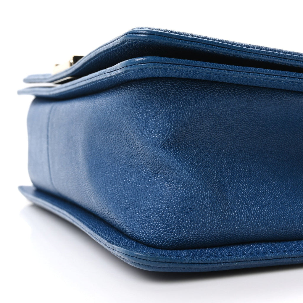 Chanel Iridescent Caviar Quilted Medium Boy Flap Dark Blue