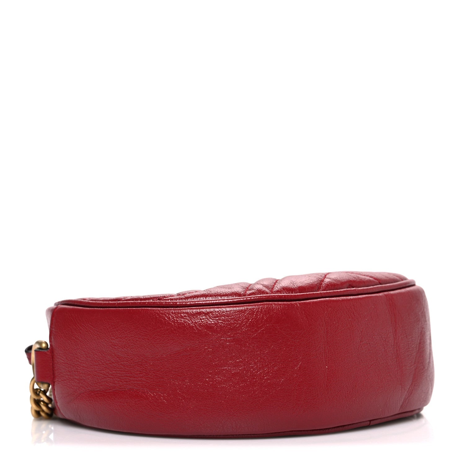 Gucci Glazed Calfskin Matelasse Heart Mini GG Marmont Round Shoulder Bag Romantic Cerise