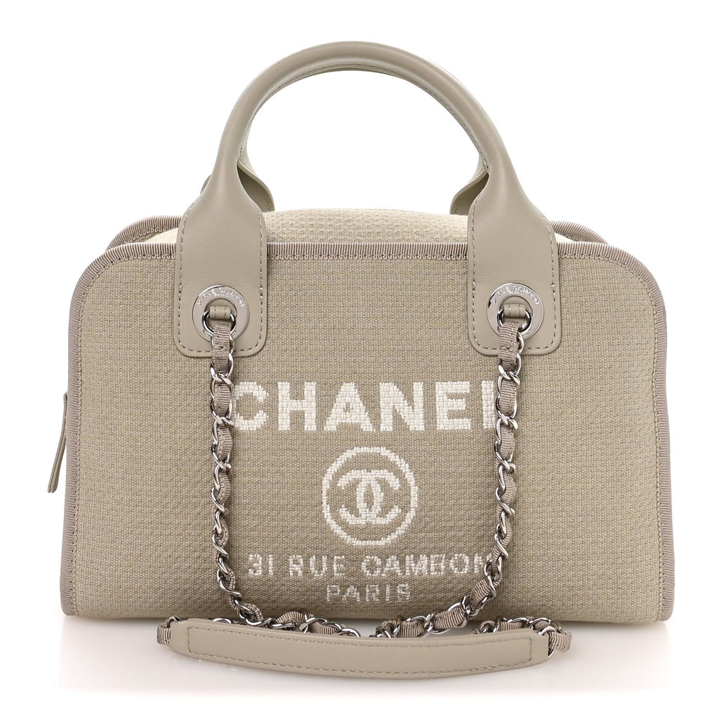 Chanel Canvas Deauville Small Bowling Bag Grey