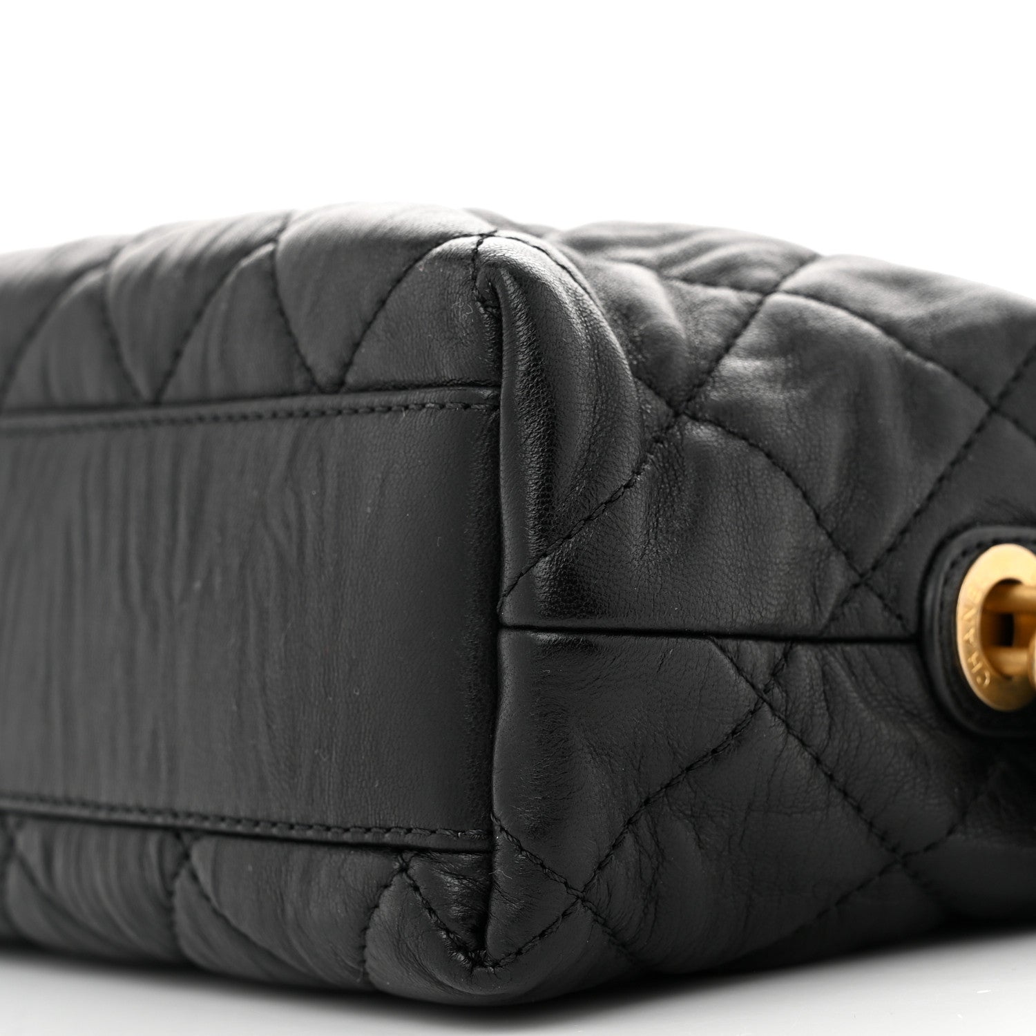 Chanel Crumpled Lambskin Quilted Small CC Links Shoulder Bag Black