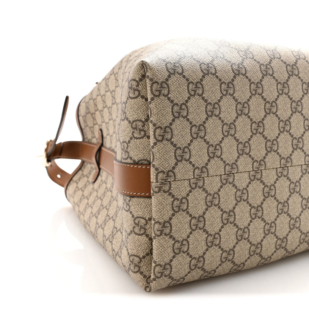 Gucci GG Icon Monogram Padlock Shoulder Bag Beige Dark Brown
