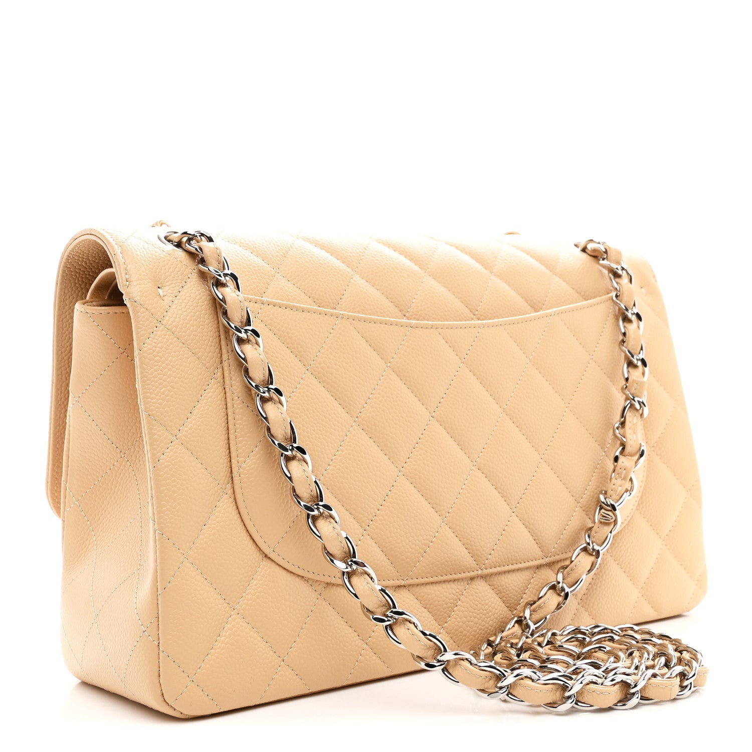 Chanel Caviar Quilted Jumbo Double Flap Beige Clair